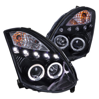 Spec-D® - Driver and Passenger Side Gloss Black/Smoke Dual Halo Projector Headlights with LED DRL