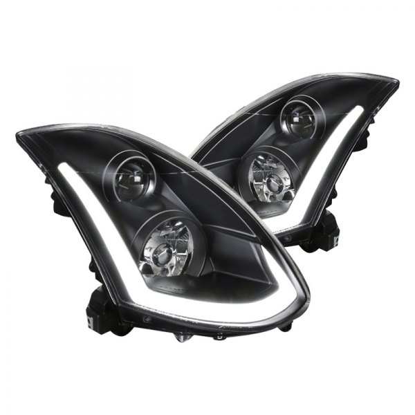 Spec-D® - Black Sequential LED DRL Bar Projector Headlights, Infiniti G35