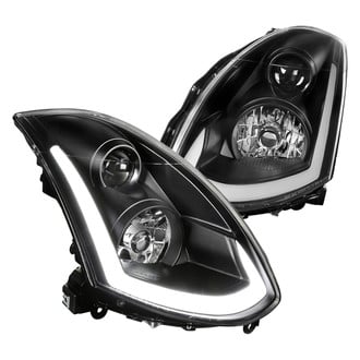 Spec-D® - Driver and Passenger Side Black Sequential LED DRL Bar Projector Headlights