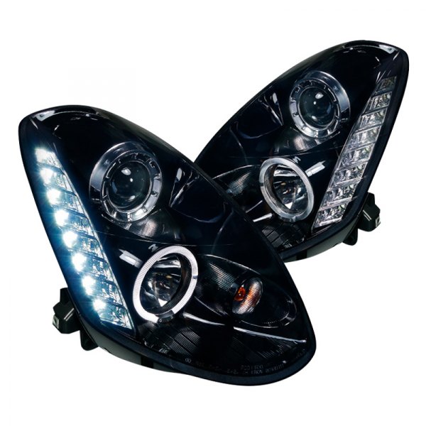 Spec-D® - Gloss Black/Smoke Halo Projector Headlights with LED DRL, Infiniti G35