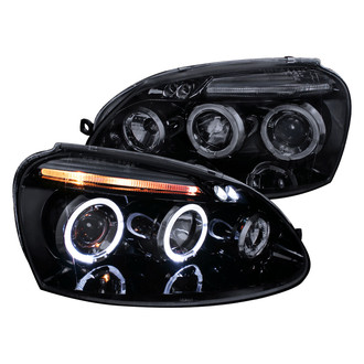 Spec-D® - Driver and Passenger Side Gloss Black/Smoke Dual Halo Projector Headlights with Parking LEDs