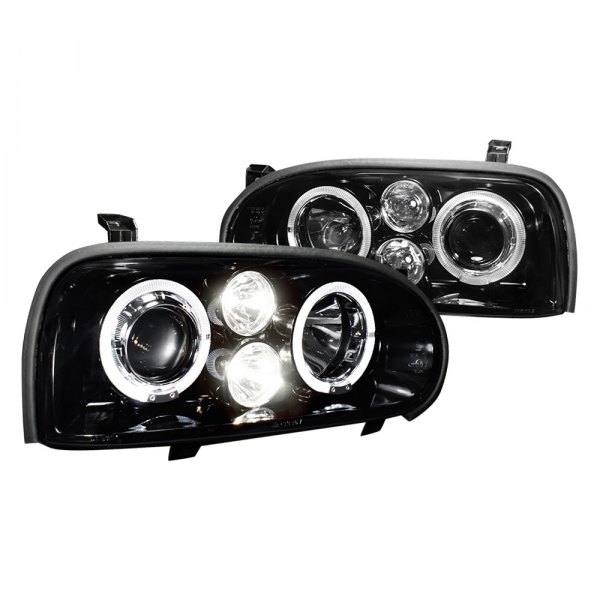 Spec-D® - Gloss Black/Smoke LED Dual Halo Projector Headlights, Volkswagen Cabrio