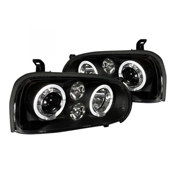 Spec-D® - Black LED Dual Halo Projector Headlights, Volkswagen Cabrio