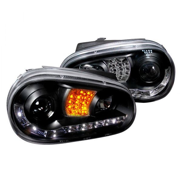 Spec-D® - R8 Style Black Projector Headlights with LED Turn Signal and DRL