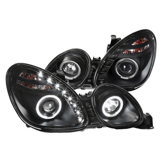Spec-D® - Driver and Passenger Side Black Dual Halo Projector Headlights with LED DRL