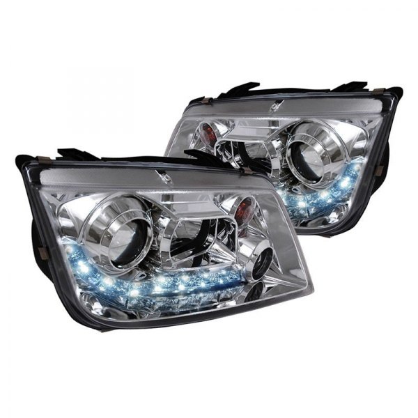 Spec-D® - Chrome Projector Headlights with R8 Style LEDs, Volkswagen Jetta
