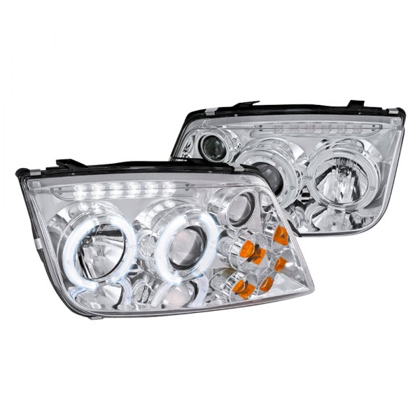 Spec-D® - Chrome Halo Projector Headlights with Parking LEDs, Volkswagen Jetta