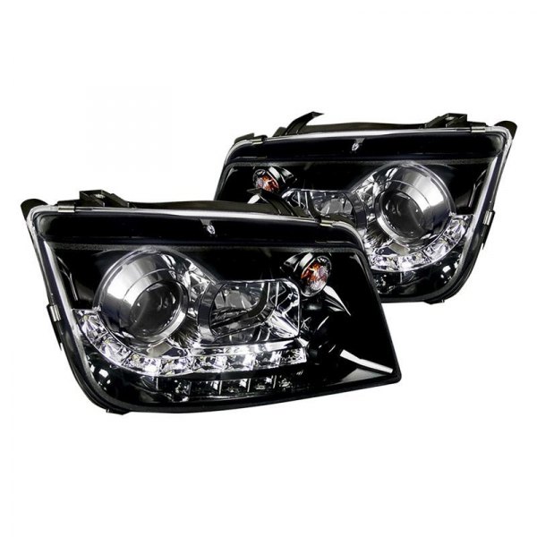Spec-D® - Gloss Black/Smoke Projector Headlights with LED DRL, Volkswagen Jetta