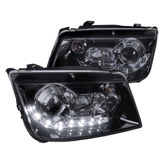 Spec-D® - Driver and Passenger Side Gloss Black/Smoke Projector Headlights with LED DRL
