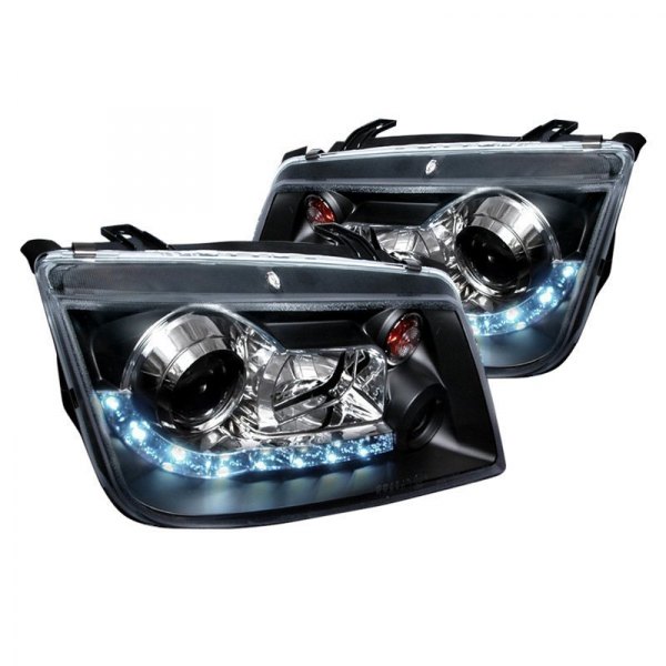 Spec-D® - Black Projector Headlights with R8 Style LEDs, Volkswagen Jetta