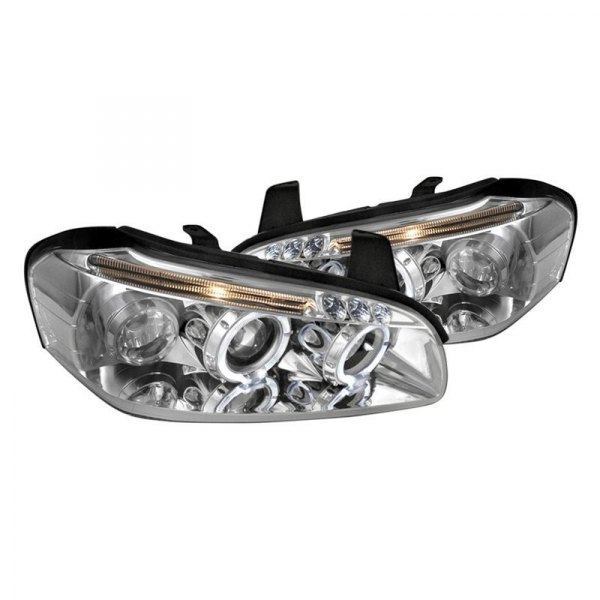 Spec-D® - Chrome Dual Halo Projector Headlights with Parking LEDs, Nissan Maxima
