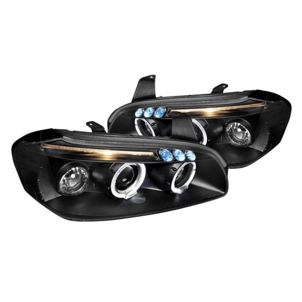 Spec-D® - Black Dual Halo Projector Headlights with Parking LEDs, Nissan Maxima