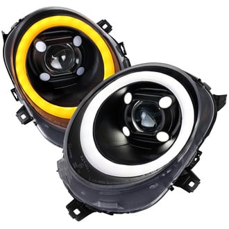 Spec-D® - Driver and Passenger Side Matte Black DRL Bar Projector Headlights with LED Turn Signal