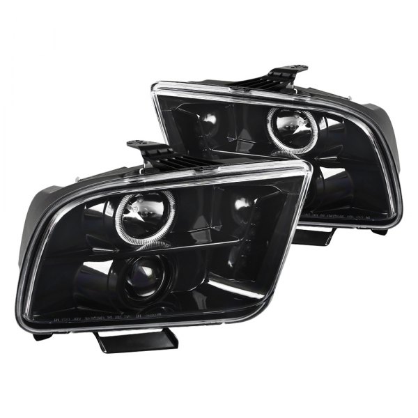 Spec-D® - Gloss Black Halo Projector Headlights, Ford Mustang