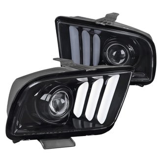 Spec-D® - Driver and Passenger Side Gloss Black/Smoke LED DRL Bar Projector Headlights