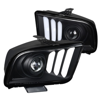 Spec-D® - Driver and Passenger Side Black LED DRL Bar Projector Headlights