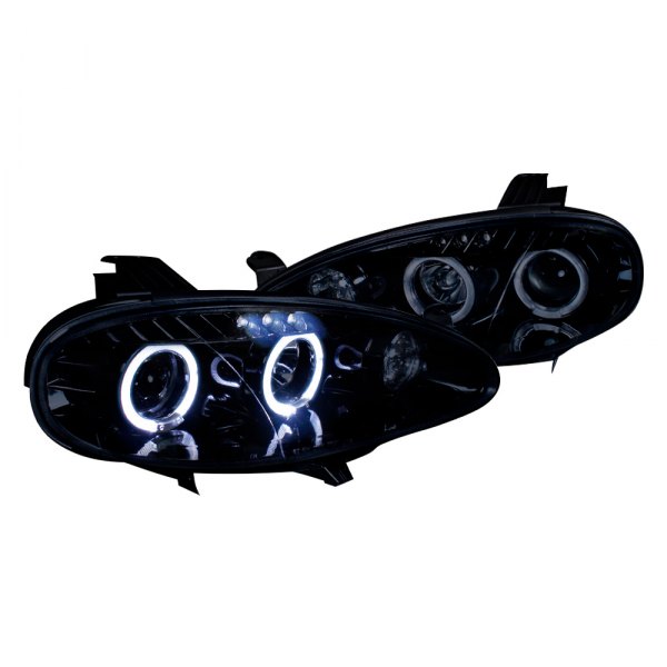 Spec-D® - Gloss Black/Smoke Dual Halo Projector Headlights with Parking LEDs, Mazda Miata MX-5