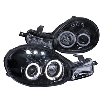 Spec-D® - Driver and Passenger Side Gloss Black/Smoke Dual Halo Projector Headlights with Parking LEDs