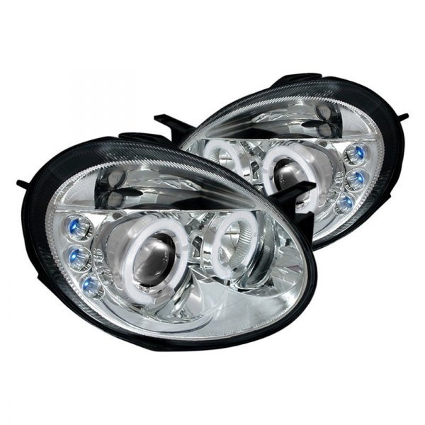 Spec-D® - Chrome Dual Halo Projector Headlights with Parking LEDs, Dodge Neon