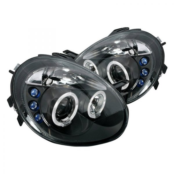 Spec-D® - Black Dual Halo Projector Headlights with Parking LEDs, Dodge Neon