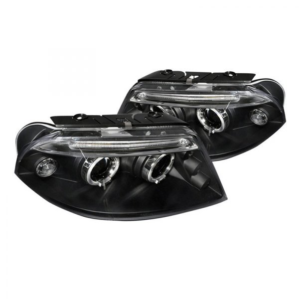 Spec-D® - Black Dual Halo Projector Headlights with Parking LEDs, Volkswagen Passat