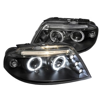 Spec-D® - Driver and Passenger Side Black Dual Halo Projector Headlights with Parking LEDs