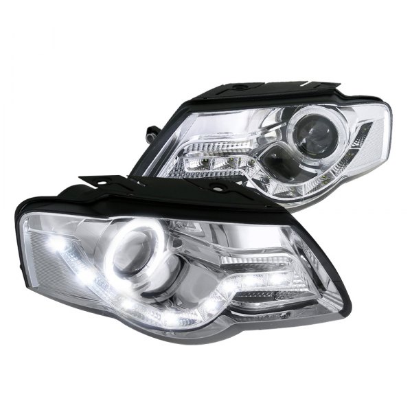 Spec-D® - Chrome Halo Projector Headlights with LED DRL, Volkswagen Passat