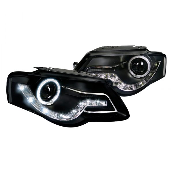 Spec-D® - Black Halo Projector Headlights with LED DRL, Volkswagen Passat