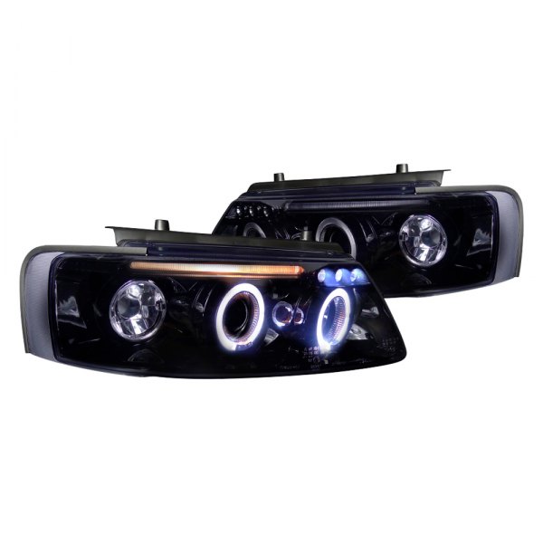 Spec-D® - Gloss Black/Smoke Halo Projector Headlights with Parking LEDs, Volkswagen Passat