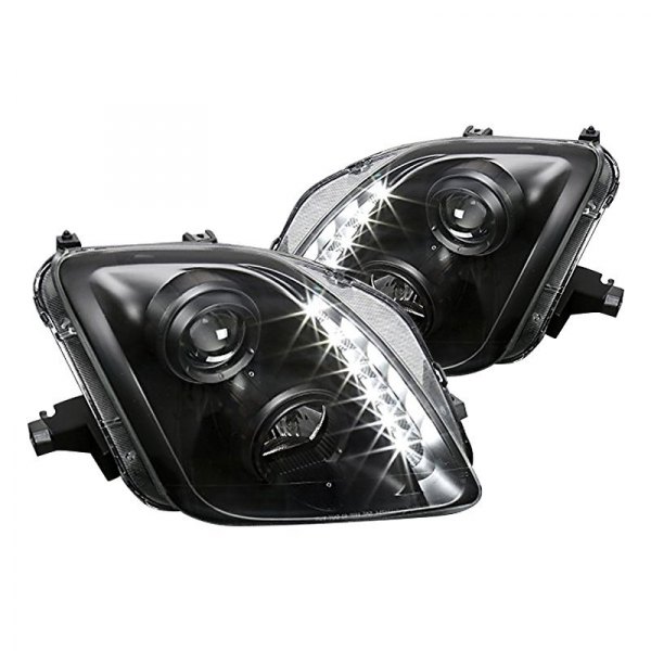 Spec-D® - Black Projector Headlights with LED DRL, Honda Prelude