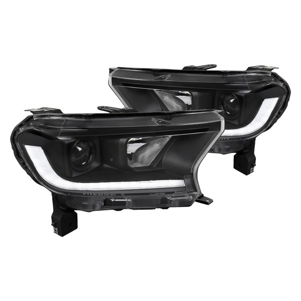 Spec-D® - Matte Black Sequential LED DRL Bar Projector Headlights, Ford Ranger