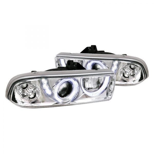 Spec-D® - Chrome Dual Halo Projector Headlights with Parking LEDs, Chevy S-10 Pickup