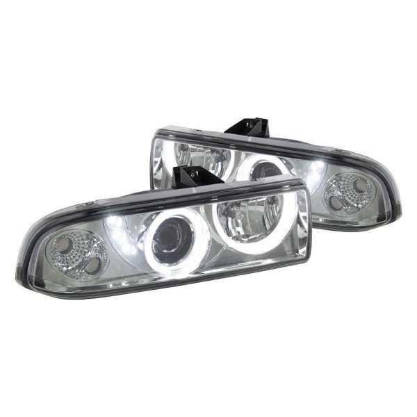 Spec-D® - Chrome/Smoke Dual Halo Projector Headlights with Parking LEDs, Chevy S-10 Pickup