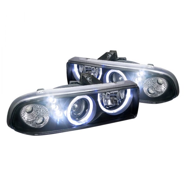 Spec-D® - Black Dual Halo Projector Headlights with Parking LEDs, Chevy S-10 Pickup