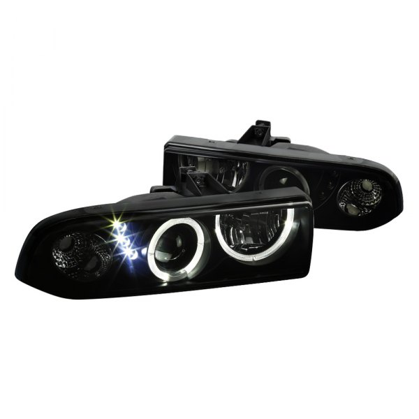 Spec-D® - Black/Smoke Dual Halo Projector Headlights with Parking LEDs, Chevy S-10 Pickup