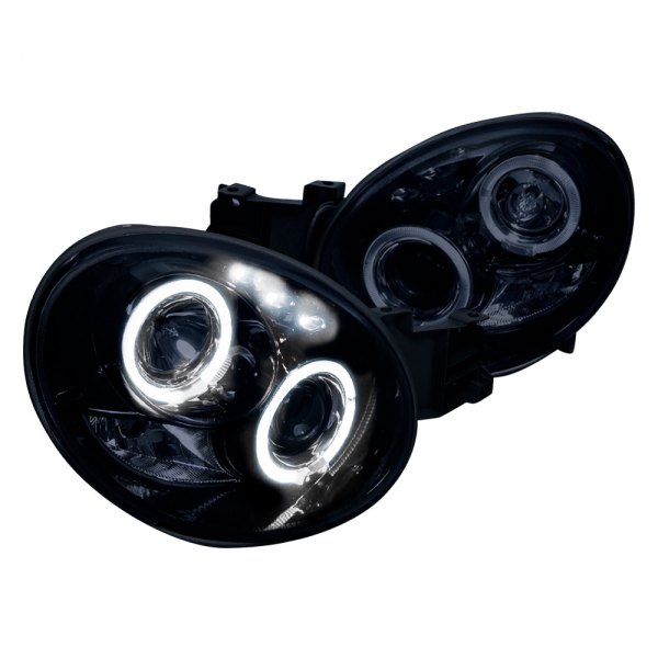 Spec-D® - Gloss Black/Smoke Dual Halo Projector Headlights with Parking LEDs, Subaru WRX