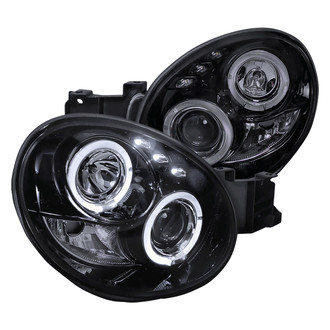 Spec-D® - Driver and Passenger Side Gloss Black/Smoke Dual Halo Projector Headlights with Parking LEDs