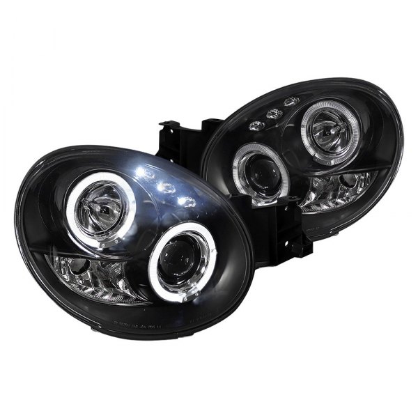 Spec-D® - Black Dual Halo Projector Headlights with Parking LEDs, Subaru WRX