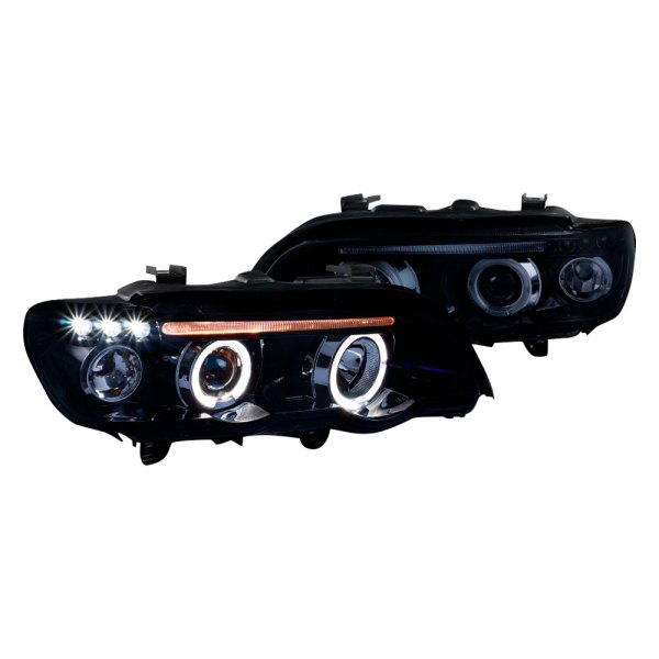 Spec-D® - Black/Smoke Halo Projector Headlights with Parking LEDs, BMW X5