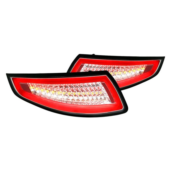 Spec-D® - Chrome/Red Fiber Optic LED Tail Lights, Porsche 911 Series
