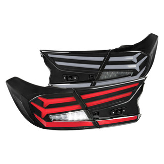 Spec-D® - Driver and Passenger Side Matte Black Sequential Fiber Optic LED Tail Lights