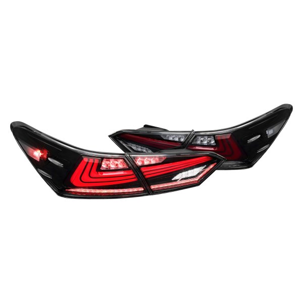 Spec-D® - Gloss Black Sequential Fiber Optic LED Tail Lights, Toyota Camry