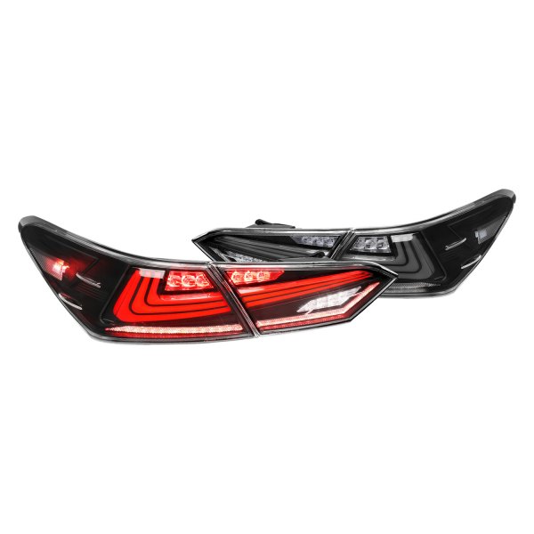 Spec-D® - Matte Black Sequential Fiber Optic LED Tail Lights, Toyota Camry