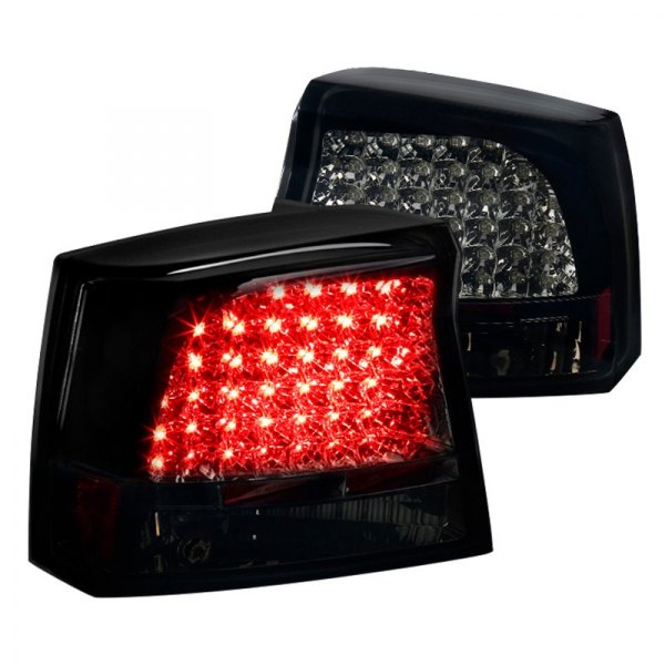 Spec-D® - Gloss Black LED Tail Lights, Dodge Charger