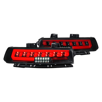 Spec-D® - Driver and Passenger Side Glossy Black Sequential Fiber Optic LED Tail Lights
