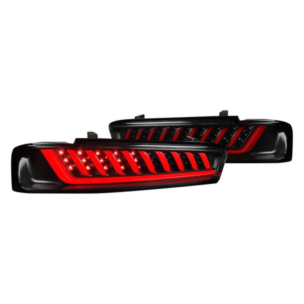 Spec-D® - Black Sequential Fiber Optic LED Tail Lights, Chevy Camaro