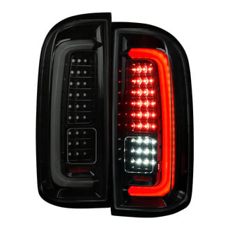 Spec-D® - Driver and Passenger Side Glossy Black Sequential Fiber Optic LED Tail Lights
