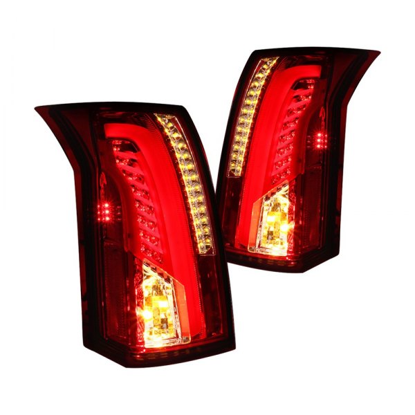 Spec-D® - Chrome Red/Smoke Fiber Optic LED Tail Lights, Cadillac CTS