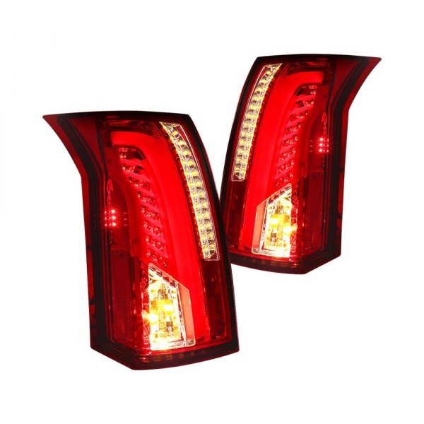 Spec-D® - Chrome/Red Fiber Optic LED Tail Lights, Cadillac CTS