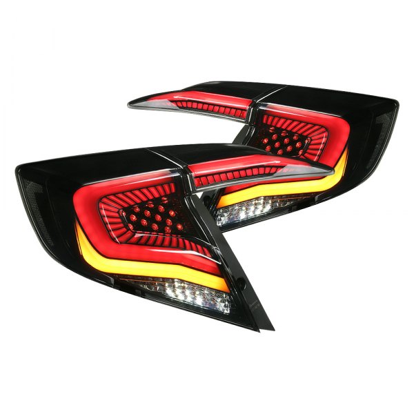 Spec-D® - Black/Smoke Sequential Fiber Optic LED Tail Lights, Honda Civic